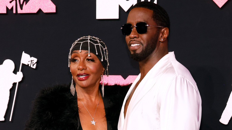 Diddy smiling with mom Janice Combs