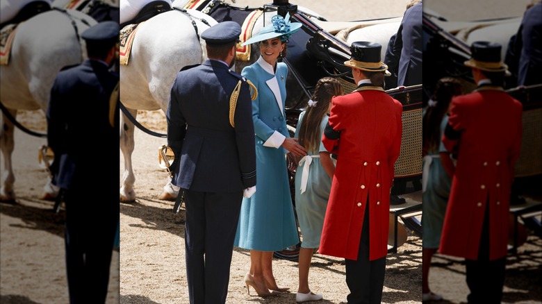 Kate Middleton greets Trooping the Color participants