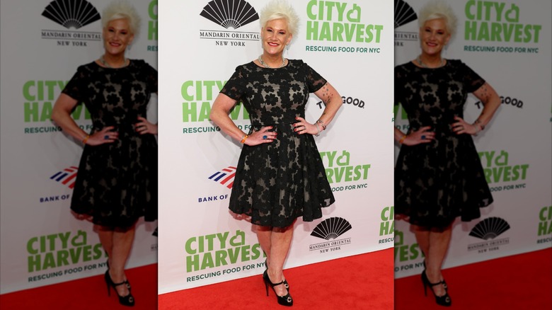 Anne Burrell in a black dress