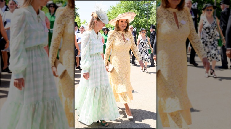 Carole Middleton and Alizee Thevenet walking next to each other at Royal Ascot 2025.